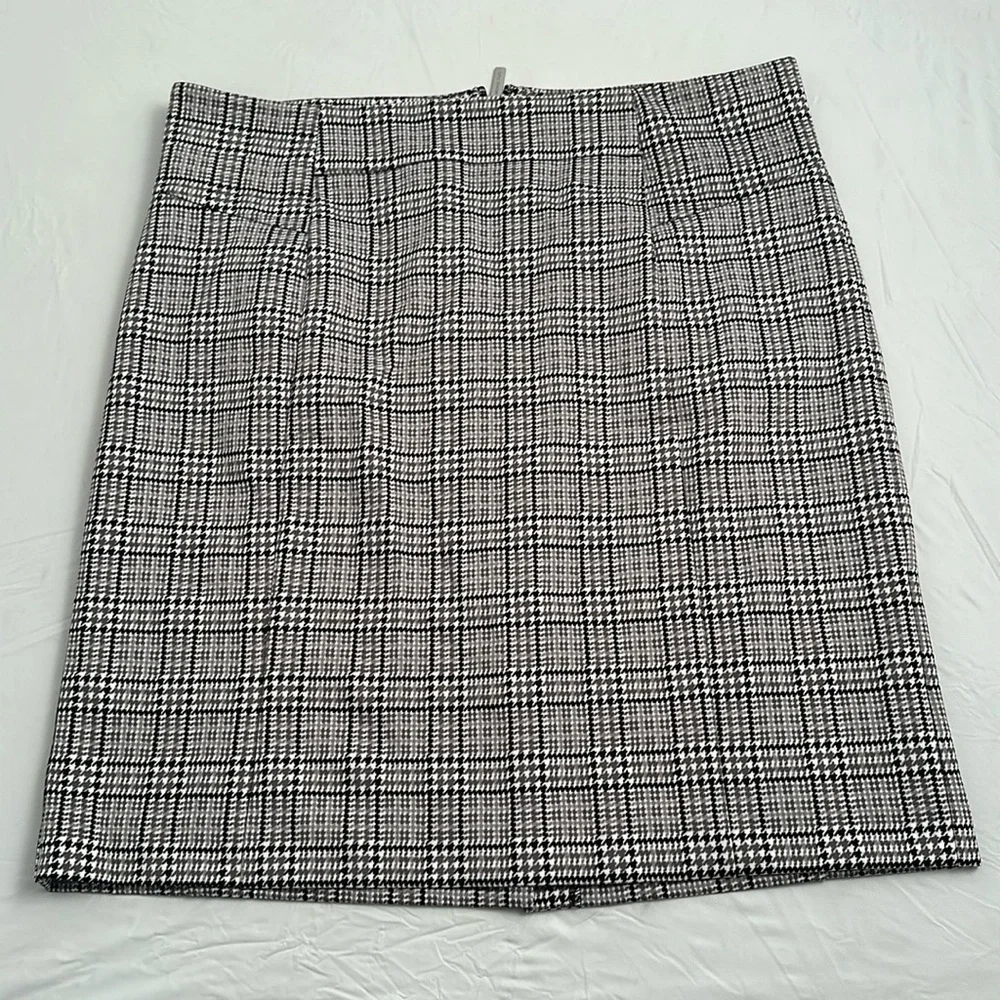 MICHAEL Michael Kors multicolor gray white black plaid stretch pencil skirt